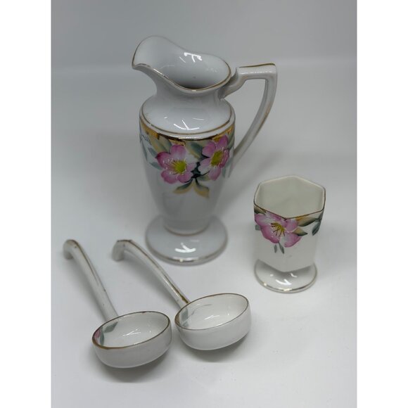 VTG Noritake Azalea 4-Set Berry Set Creamer & Ladles Footed Cups 4"-5.5", Japan - Picture 2 of 10